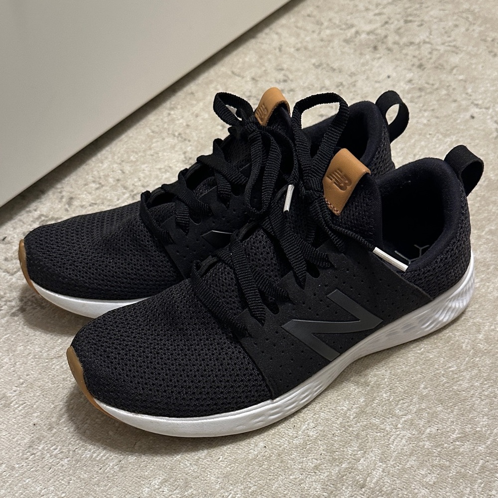 New Balance Black Mesh Sneakers with Brown Accents